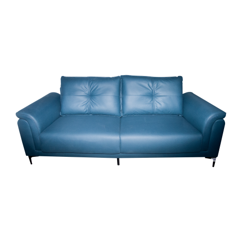 3 Seater Blue Leather Sofa