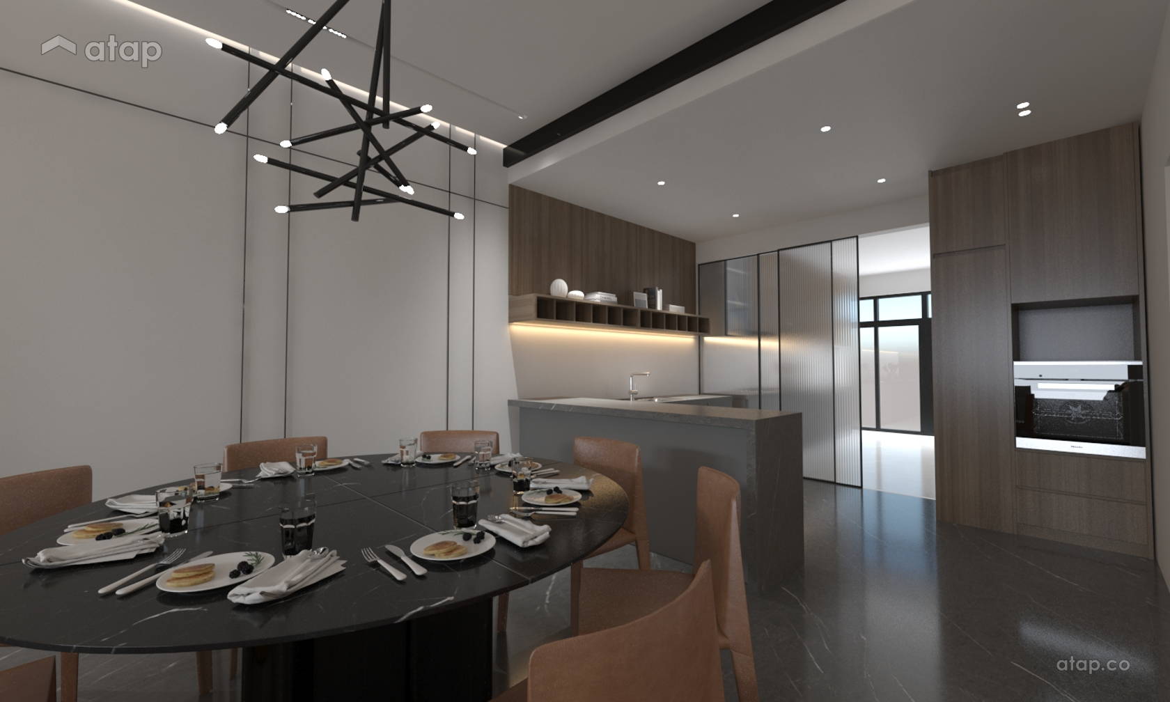 Modern Dining Room Kitchen terrace design ideas & photos Malaysia Atap.co