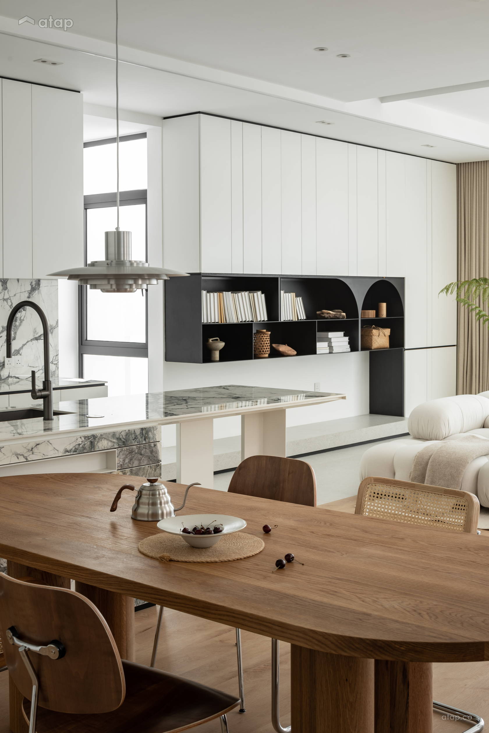 Modern Zen Dining Room Living Room semi-detached design ideas & photos ...