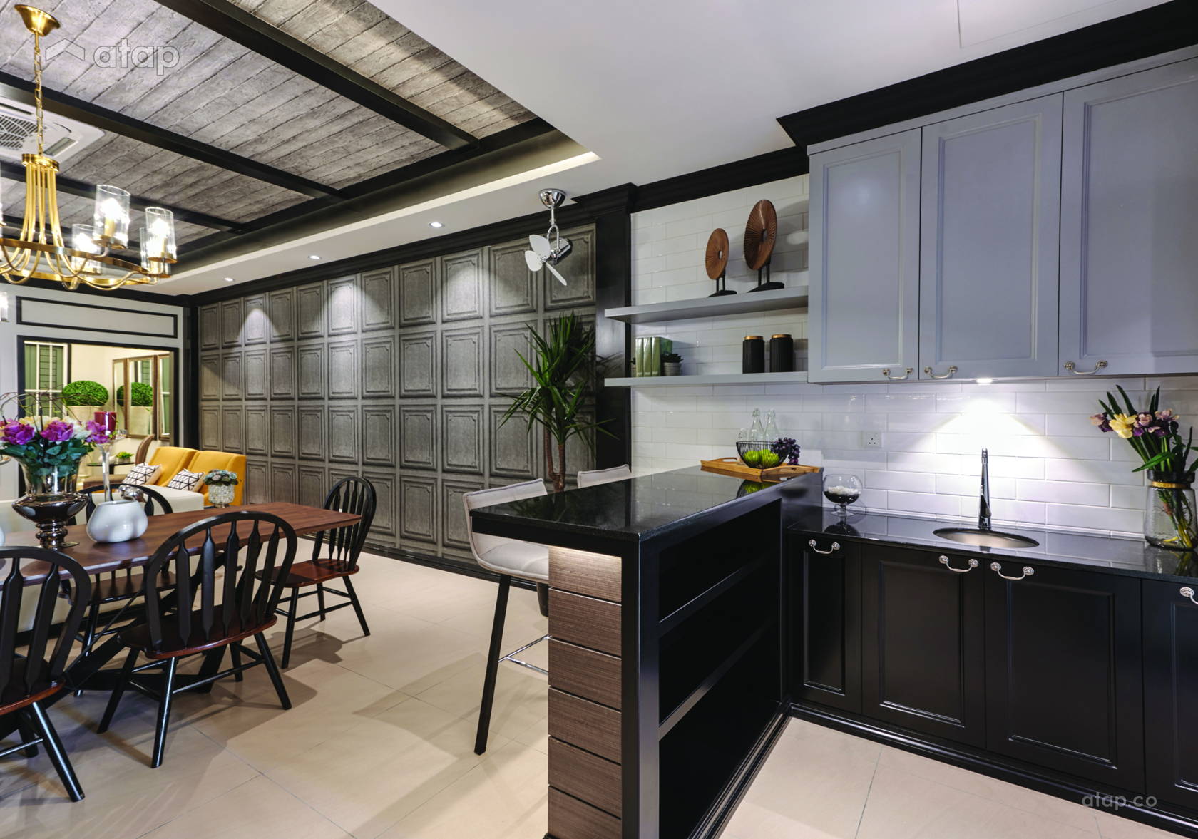 Classic Country Dining Room Kitchen shophouse design ideas & photos ...