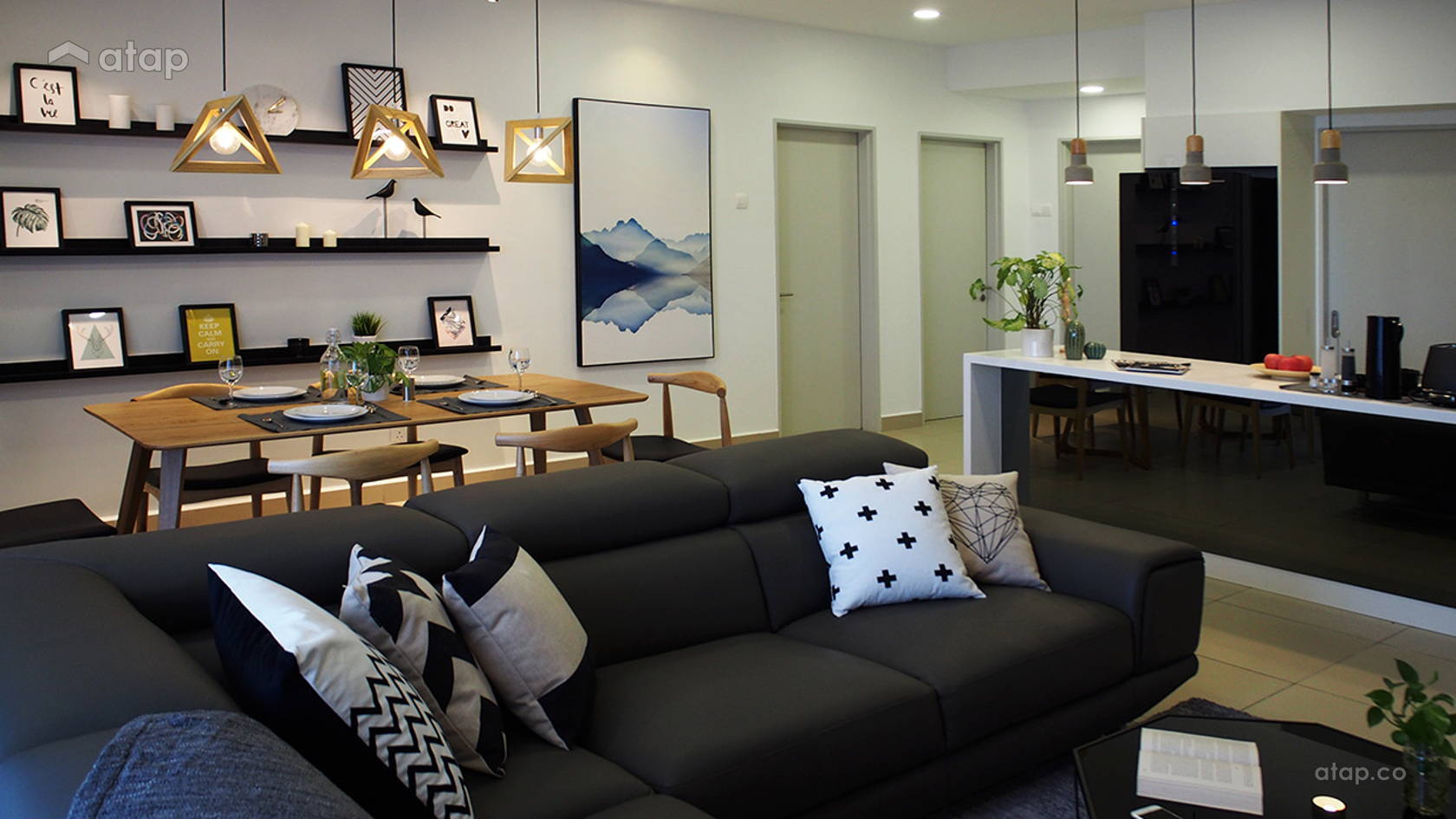 Minimalistic Scandinavian Dining Room Living Room @ J + S Residence