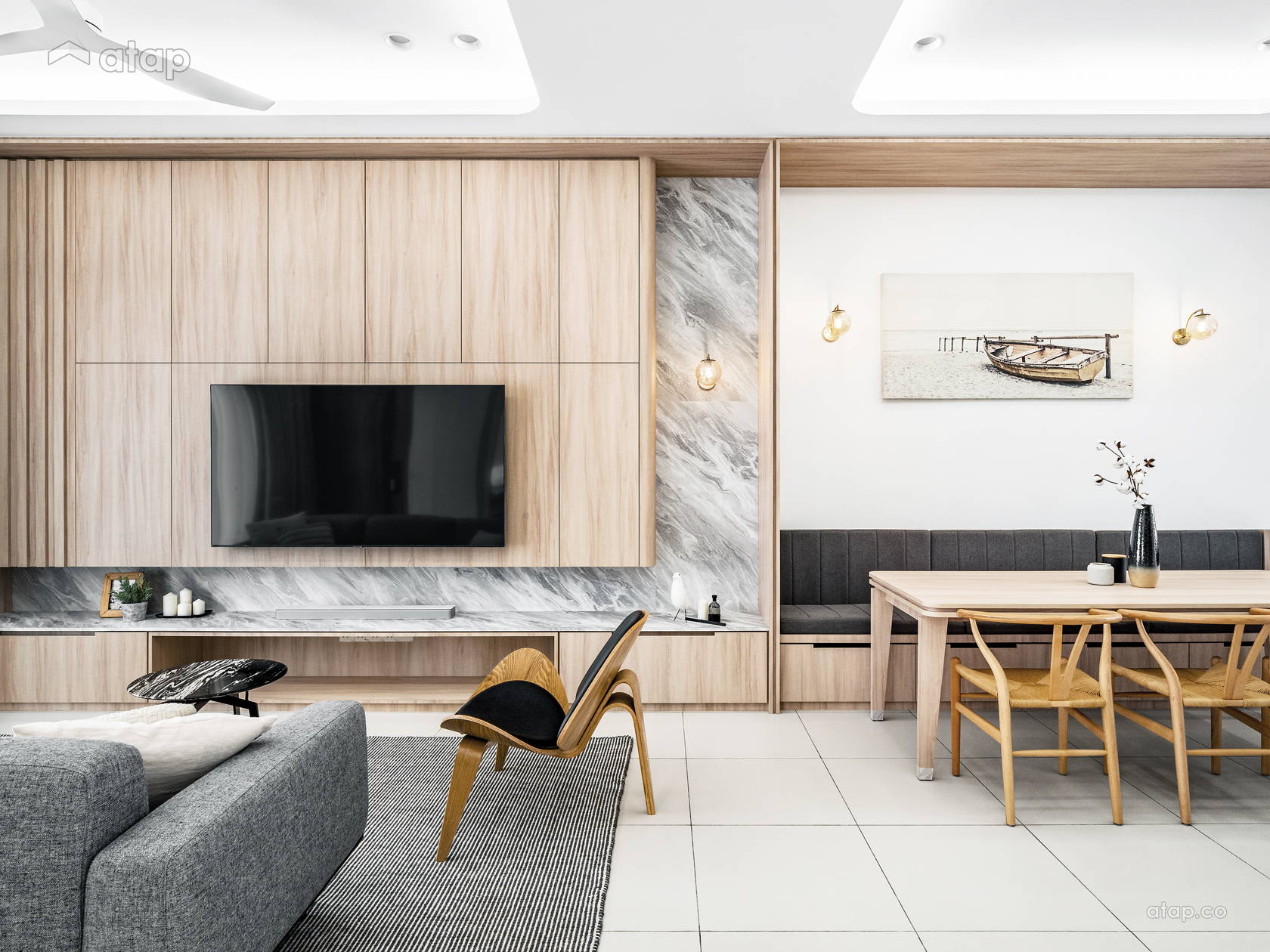 Minimalistic Scandinavian Dining Room Living Room @ Mutiara Villa
