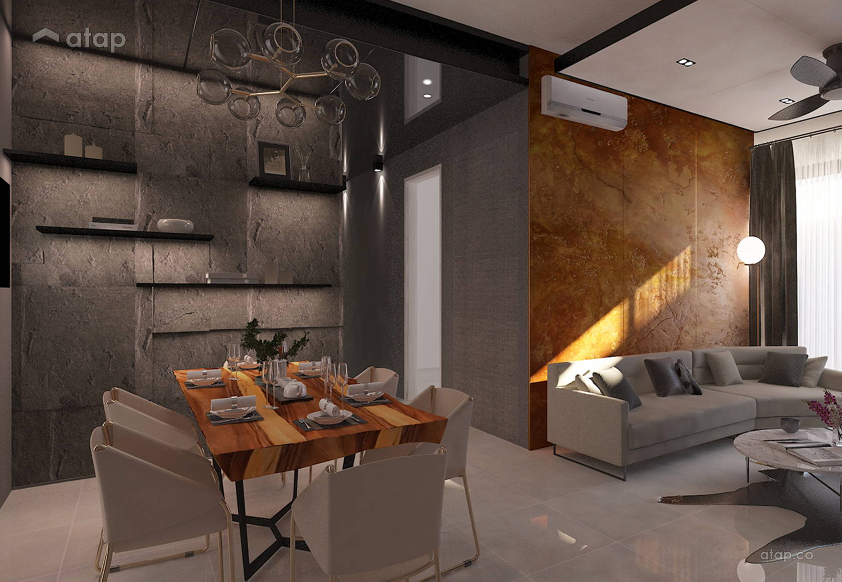 Contemporary Modern Dining Room Living Room Condominium Design Ideas