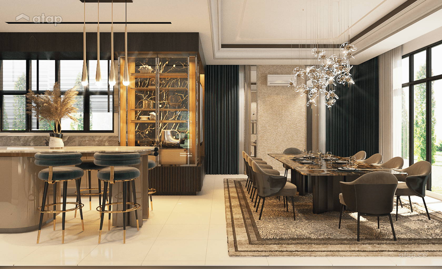 Contemporary Modern Dining Room Kitchen bungalow design ideas & photos ...