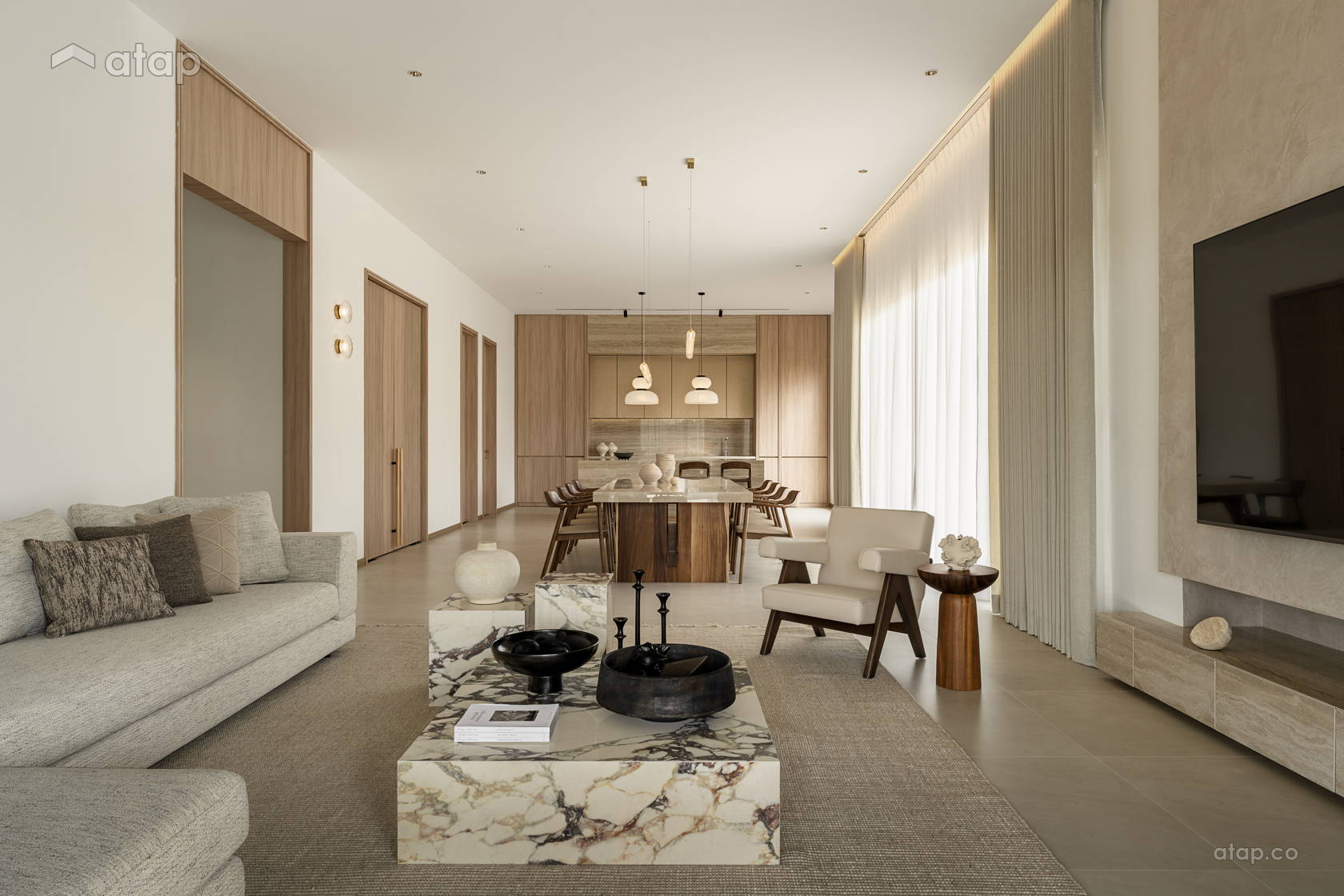 Contemporary Family Room Living Room @ PADANG VILLA
