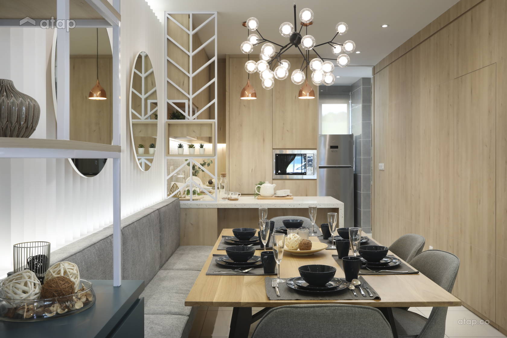 Contemporary Minimalistic Dining Room Kitchen Terrace Design Ideas Photos Malaysia Atap Co