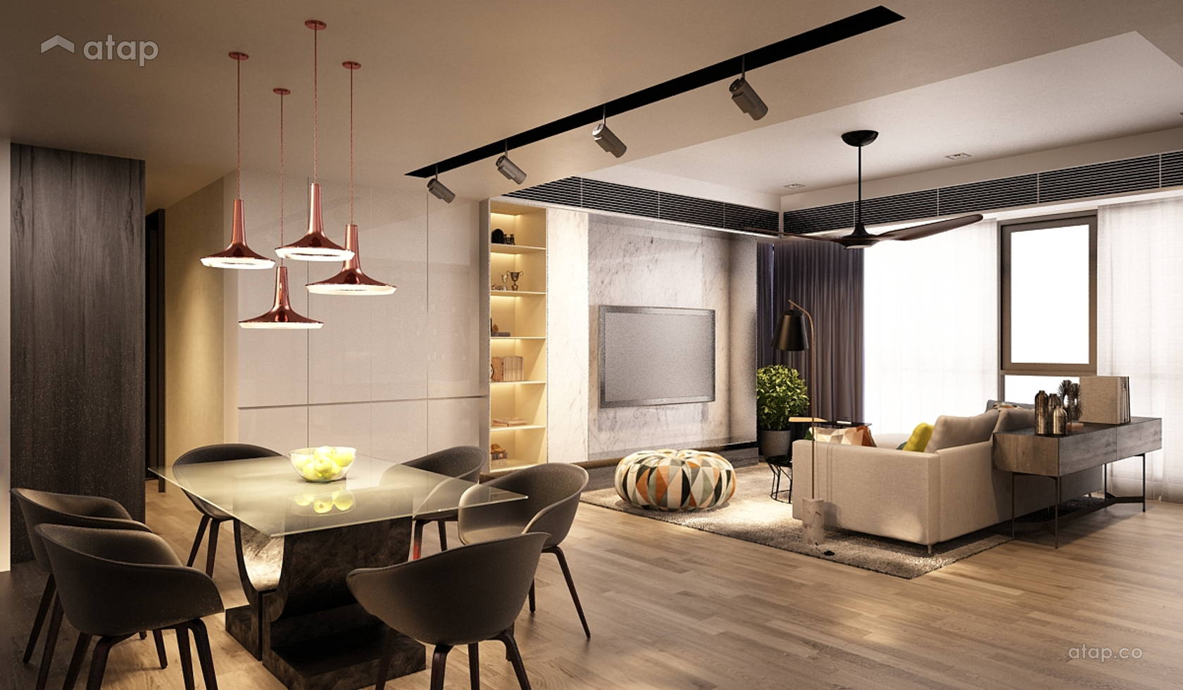 Modern Dining Room Living Room condominium design ideas & photos