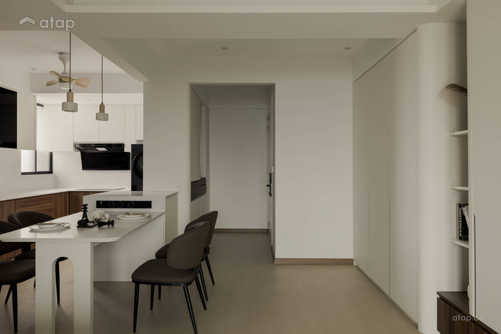 Contemporary Minimalistic Dining Room Living Room condominium design ...