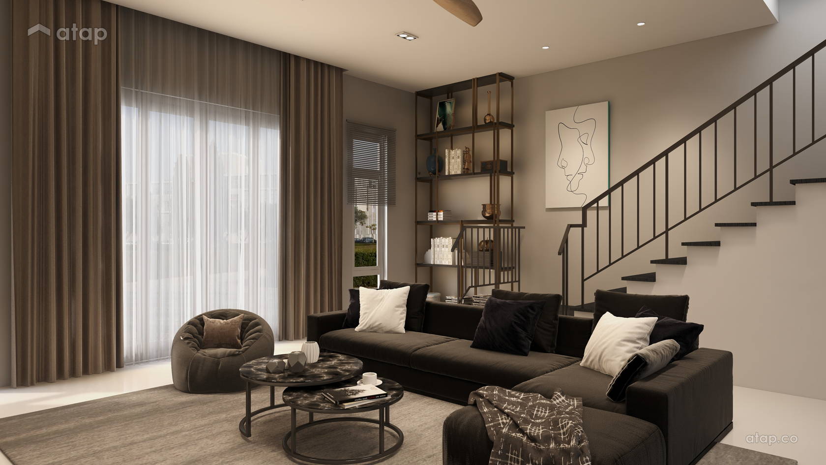 Modern Living Room terrace design ideas & photos Malaysia | Atap.co