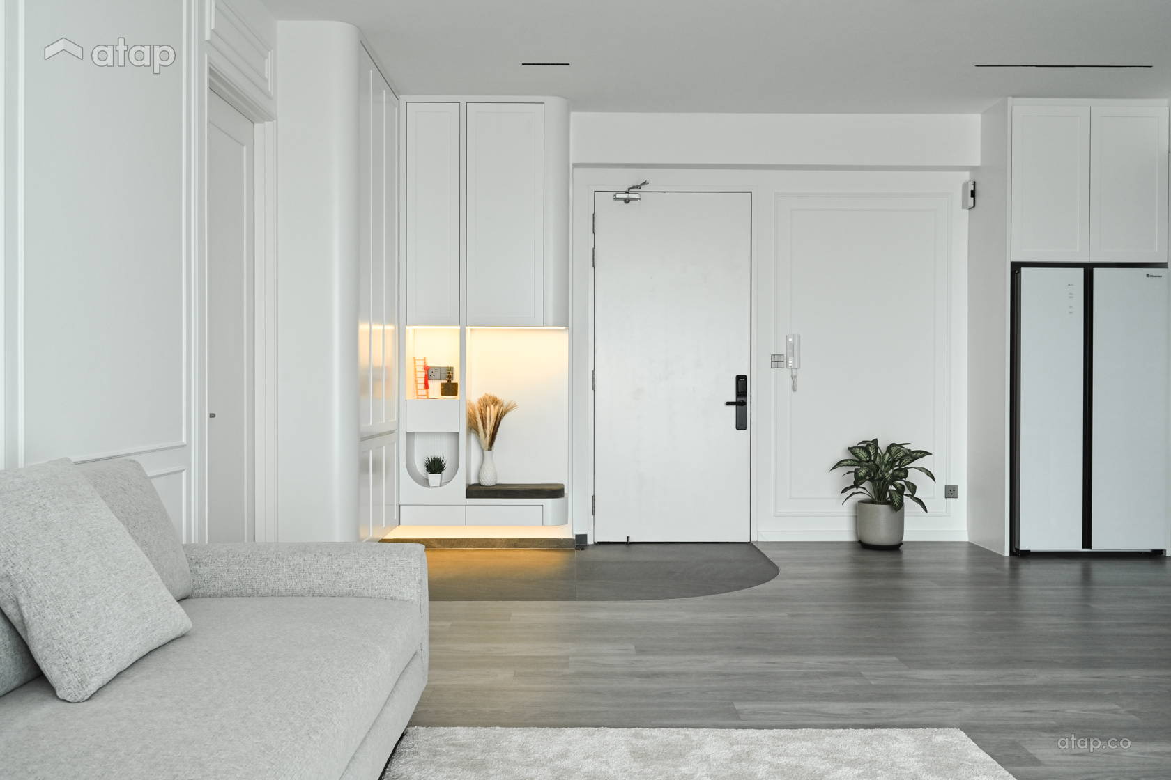 View of Minimalistic Scandinavian Foyer Living Room condominium design ideas ...