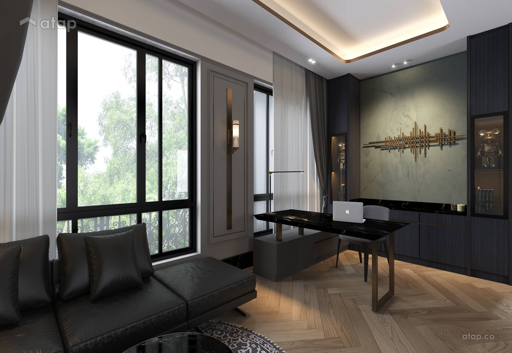 Contemporary Modern Office Study Room bungalow design ideas & photos ...