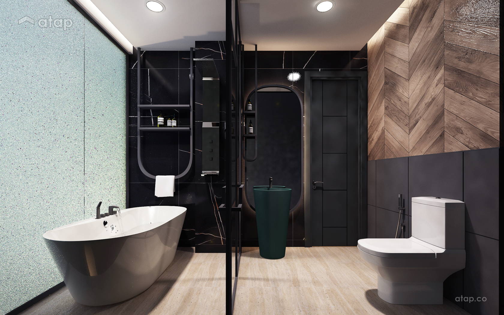 Country Modern Bathroom bungalow design ideas & photos Malaysia Atap.co