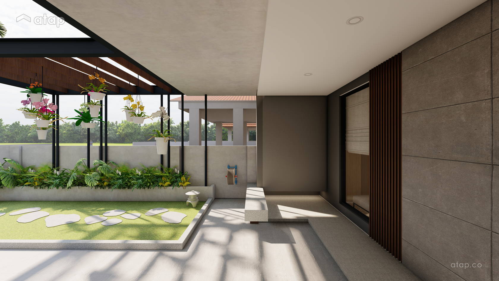 Modern Zen Exterior Garden semi-detached design ideas & photos Malaysia ...