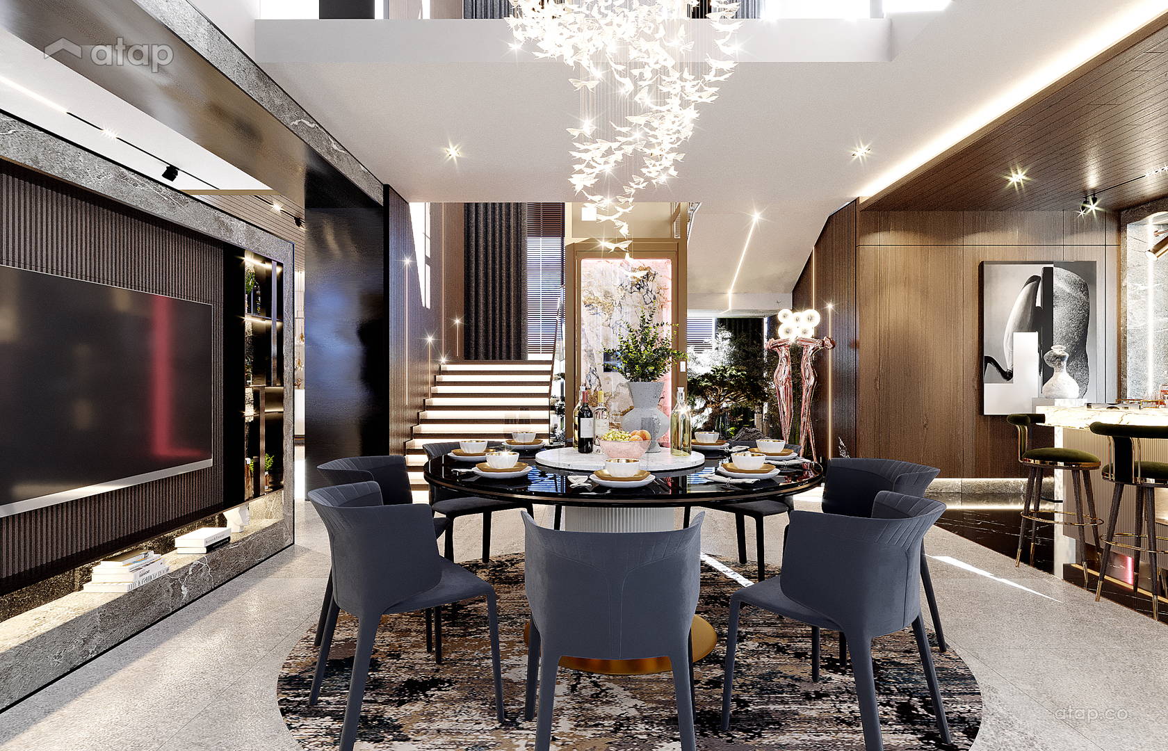 Contemporary Dining Room bungalow design ideas & photos Malaysia | Atap.co