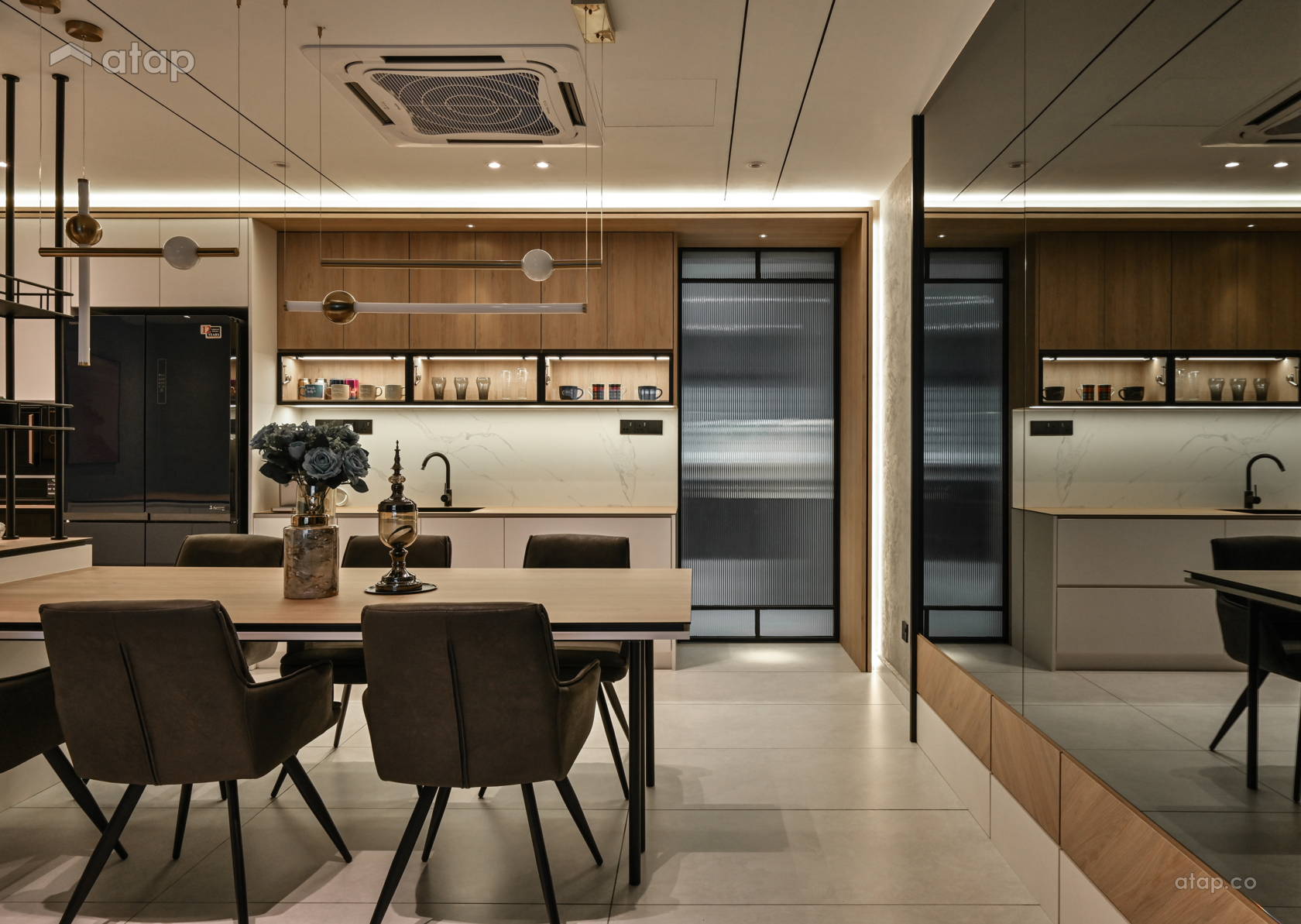 Contemporary Minimalistic Dining Room Kitchen terrace design ideas