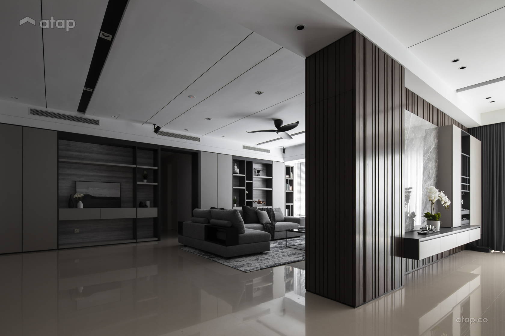 Contemporary Modern Foyer Living Room condominium design ideas & photos