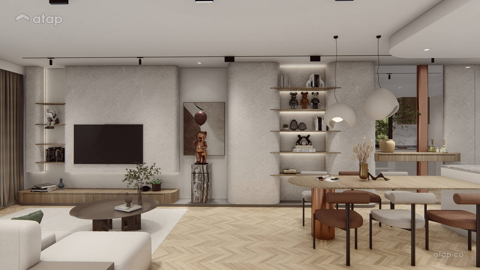 Minimalistic Modern Dining Room Family Room condominium design ideas