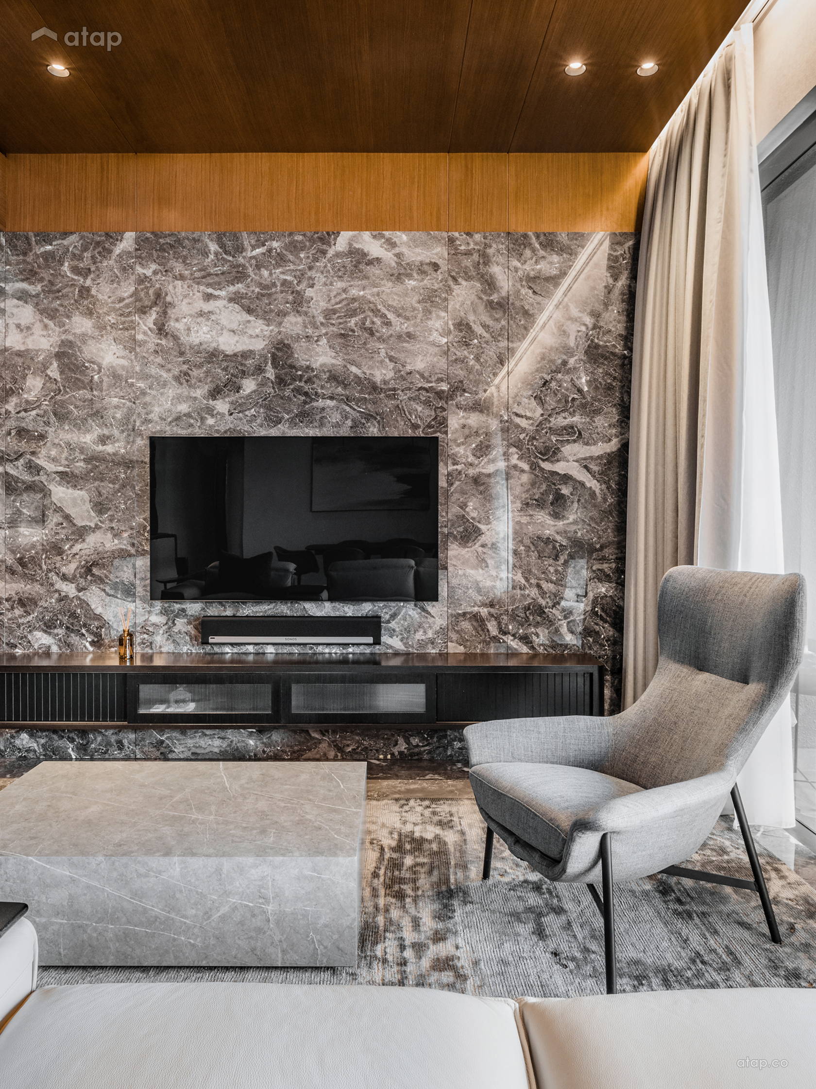 Picture of Contemporary Industrial Family Room Living Room condominium design ...