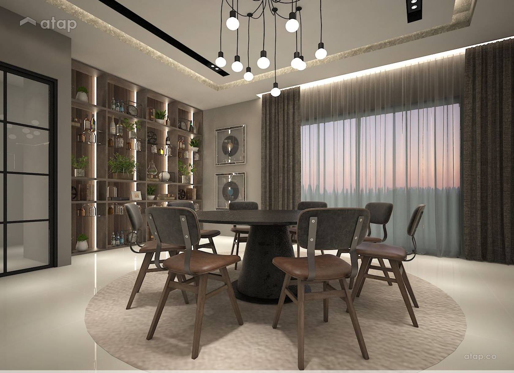 Contemporary Industrial Dining Room Semi Detached Design Ideas Photos Malaysia Atap Co