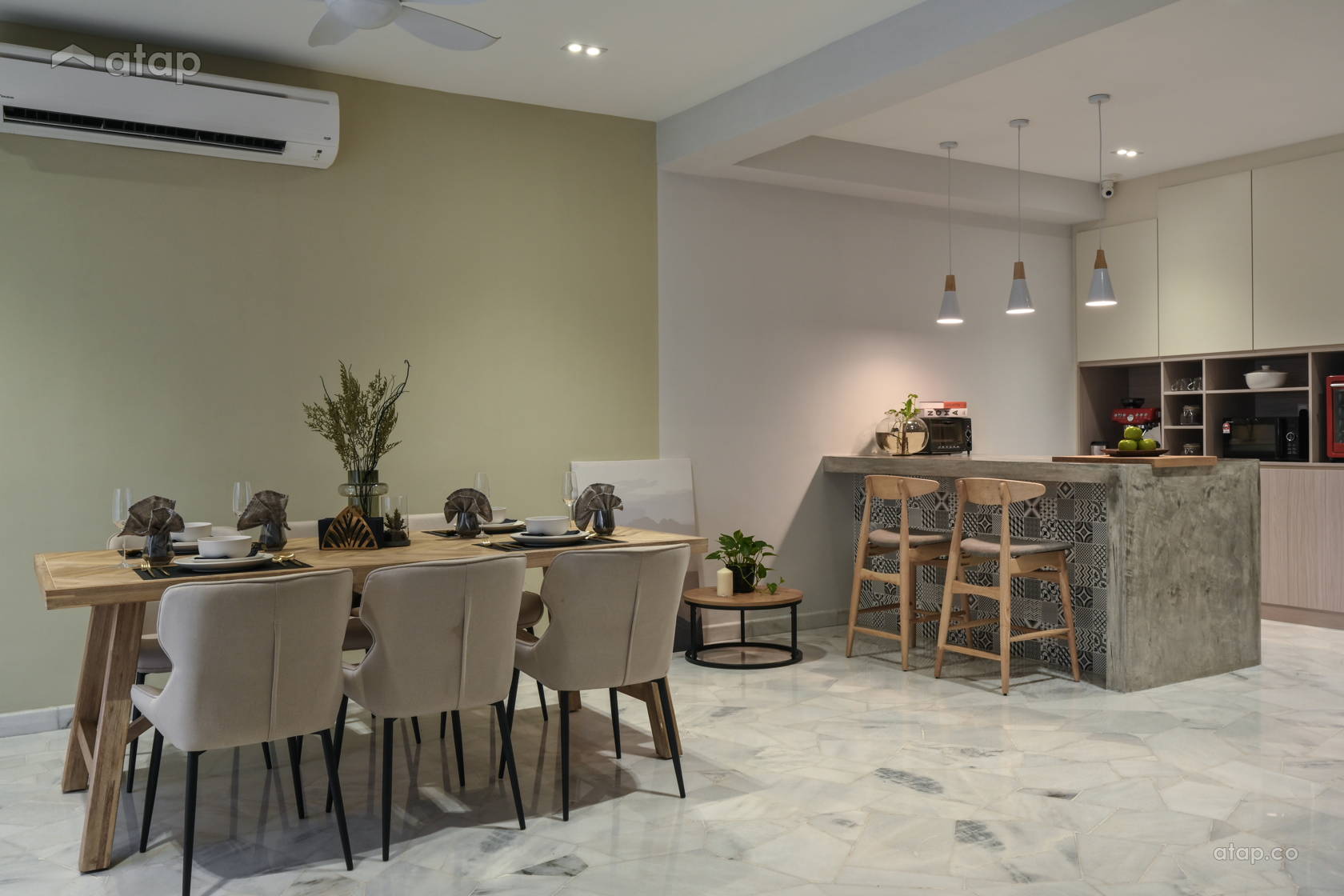 Contemporary Rustic Dining Room Kitchen terrace design ideas & photos