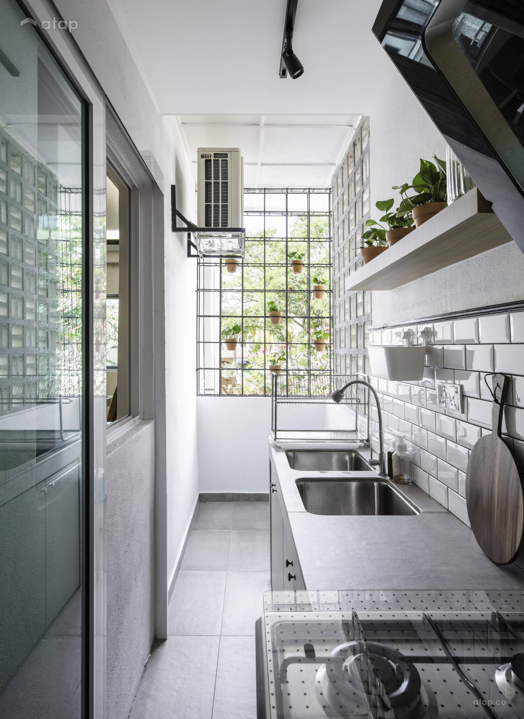 Contemporary Minimalistic Balcony Kitchen Townhouse Design Ideas Photos Malaysia Atap Co