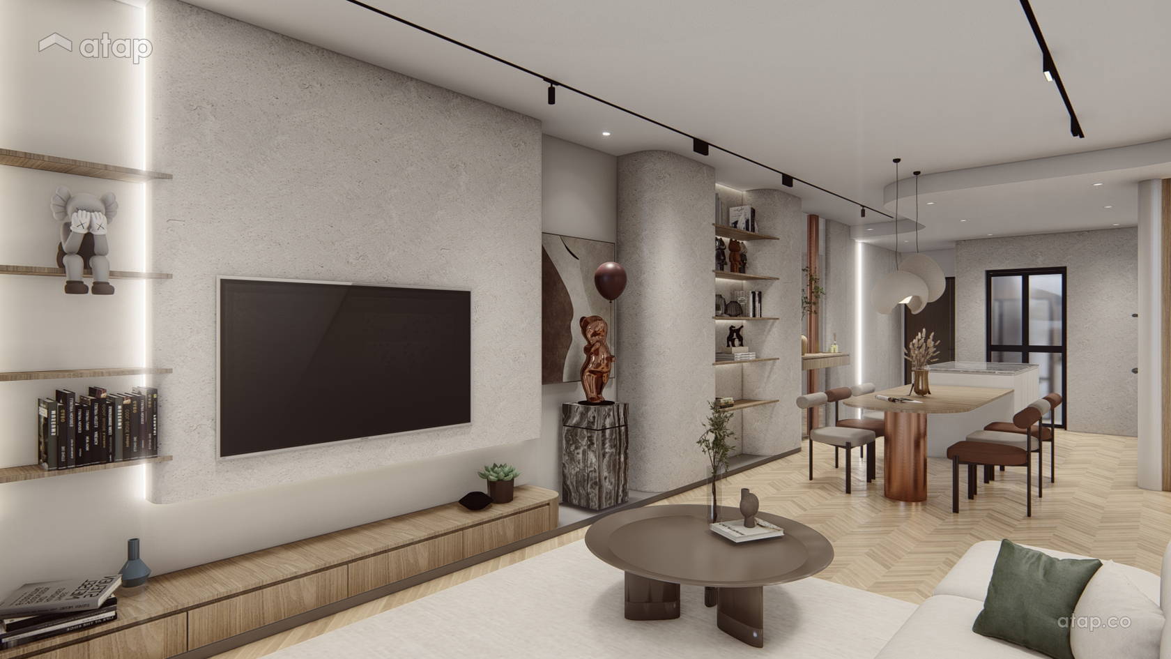 Contemporary Modern Dining Room Living Room condominium design ideas