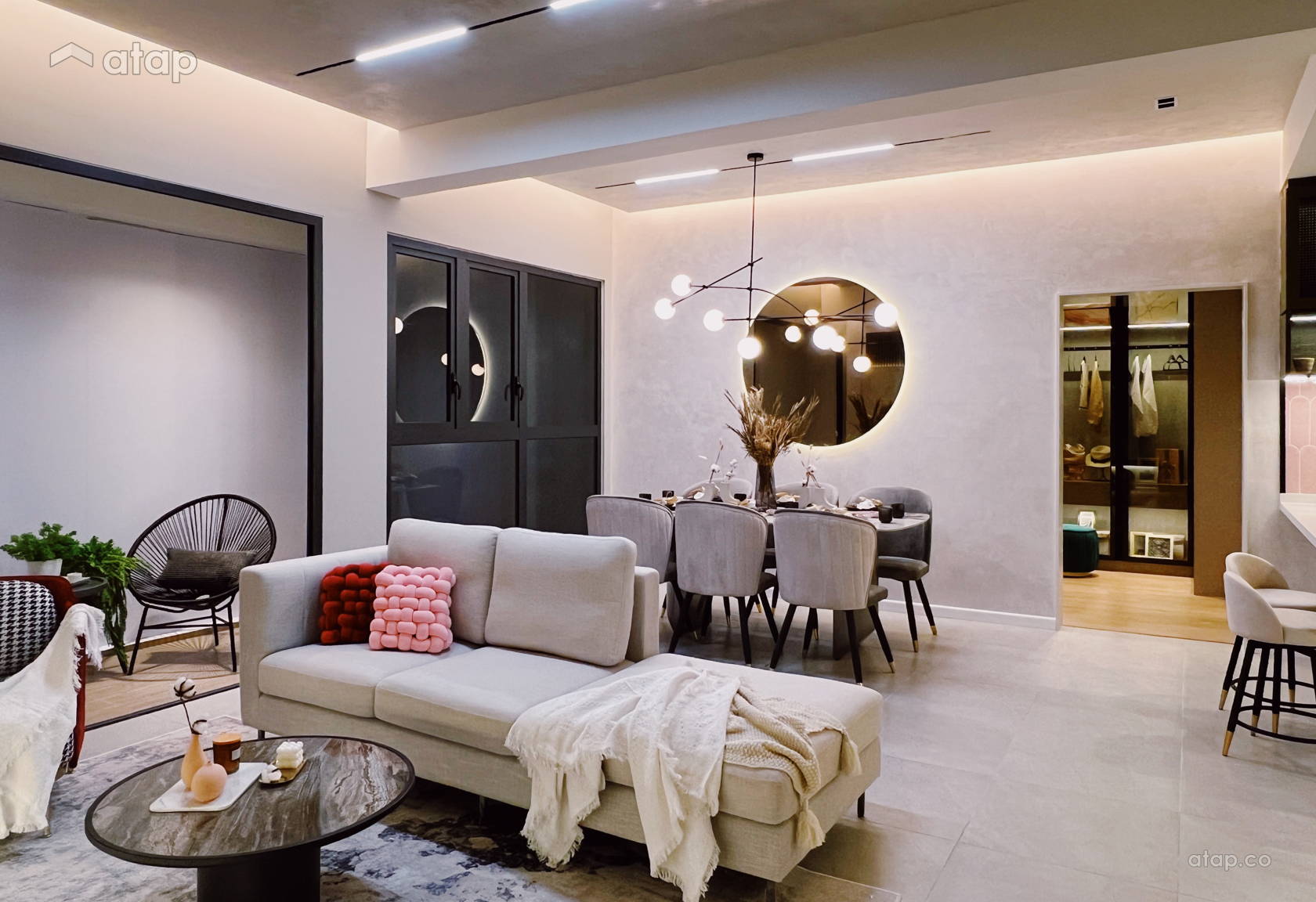 Modern Zen Dining Room Living Room condominium design ideas & photos