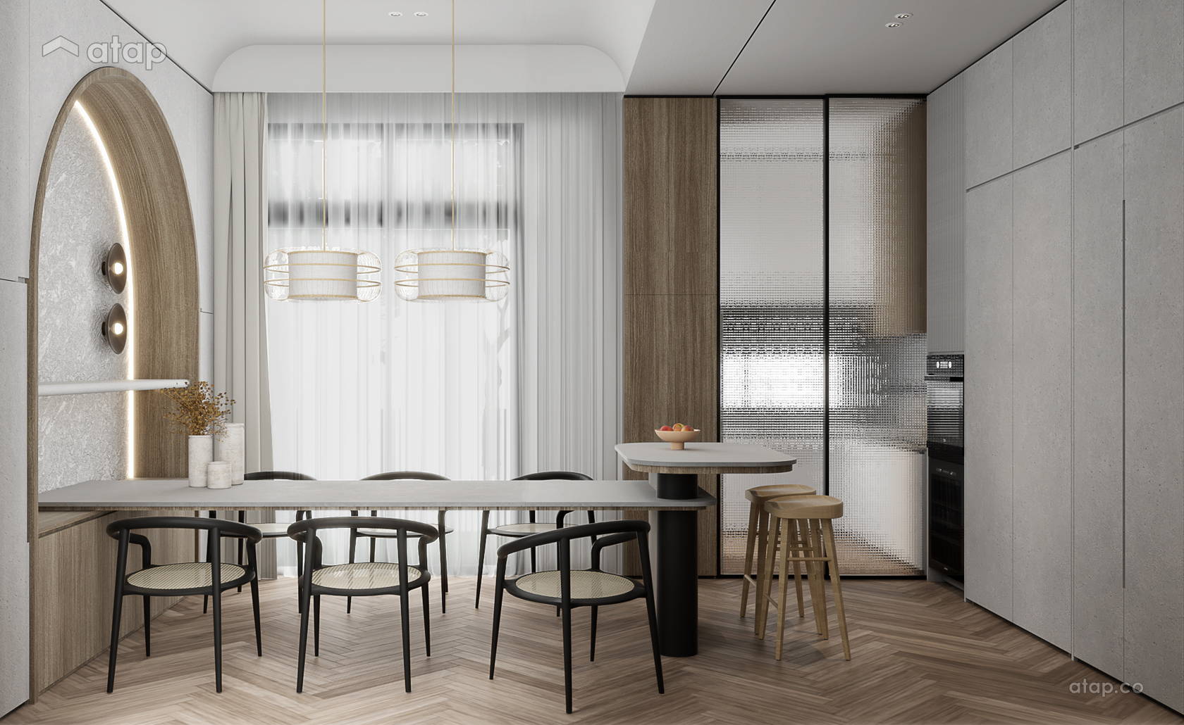 Contemporary Modern Dining Room Kitchen terrace design ideas & photos