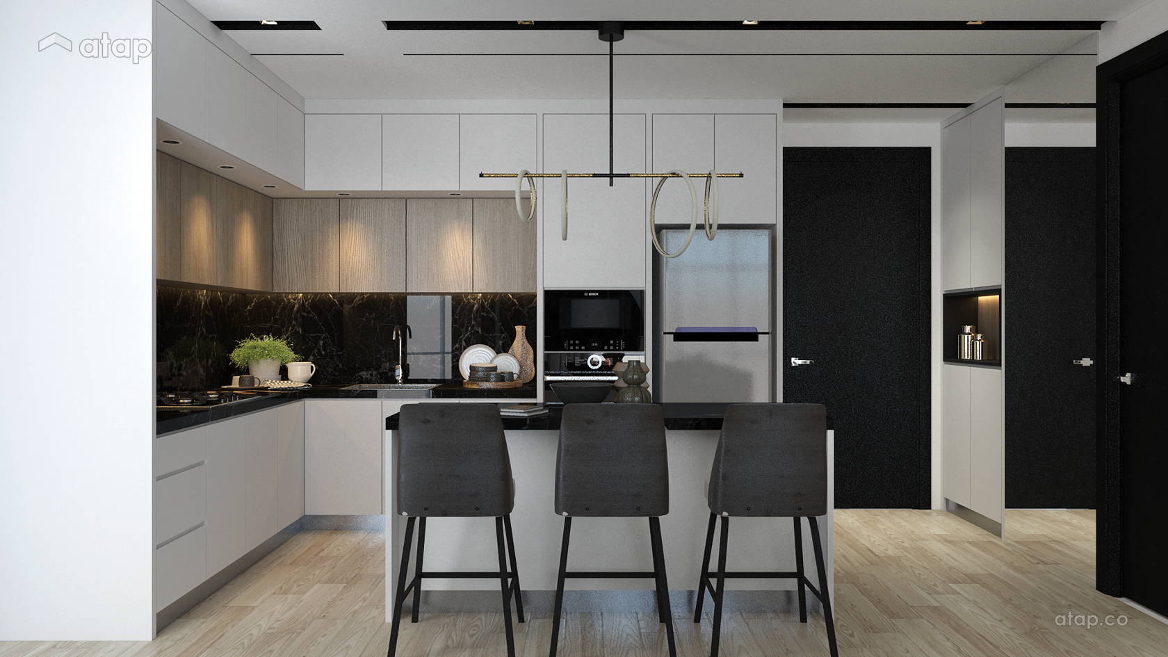 Modern Dining Room Kitchen shophouse design ideas & photos Malaysia ...