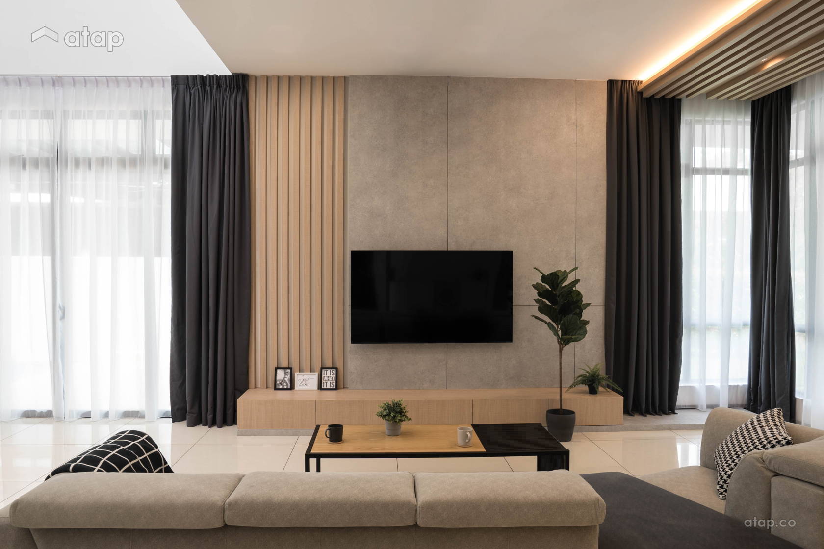 Scandinavian Zen Living Room semidetached design ideas & photos