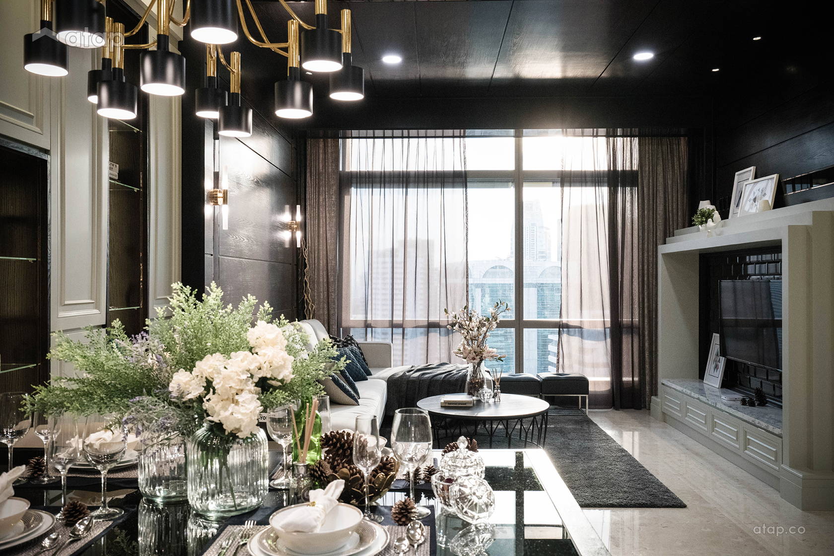 Classic Modern Dining Room Living Room Condominium Design Ideas Photos Malaysia Atap Co