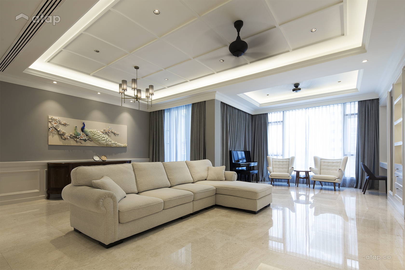 Classic Modern Living Room condominium design ideas & photos Malaysia