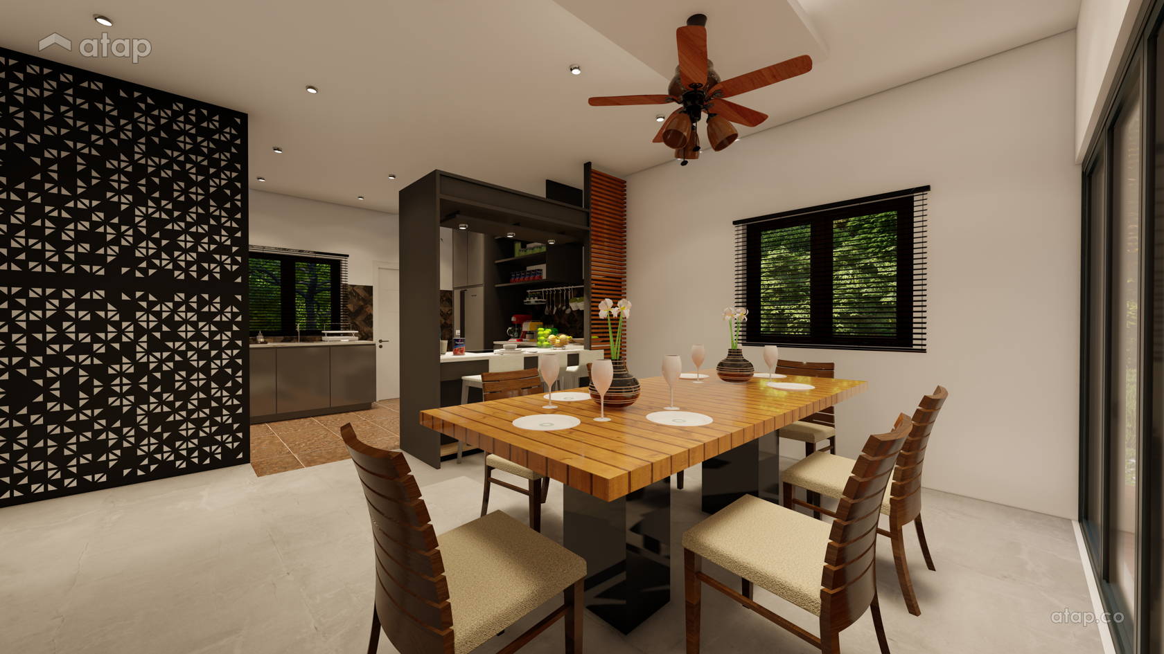 Minimalistic Modern Dining Room F&B bungalow design ideas & photos ...