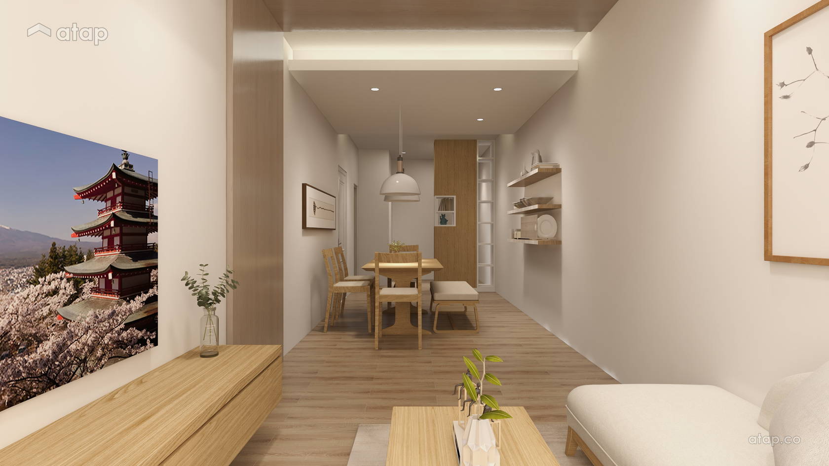 Modern Zen Dining Room Living Room condominium design ideas & photos ...
