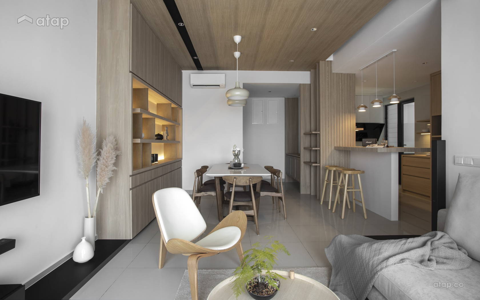 Zen Dining Room Living Room condominium design ideas & photos Malaysia ...