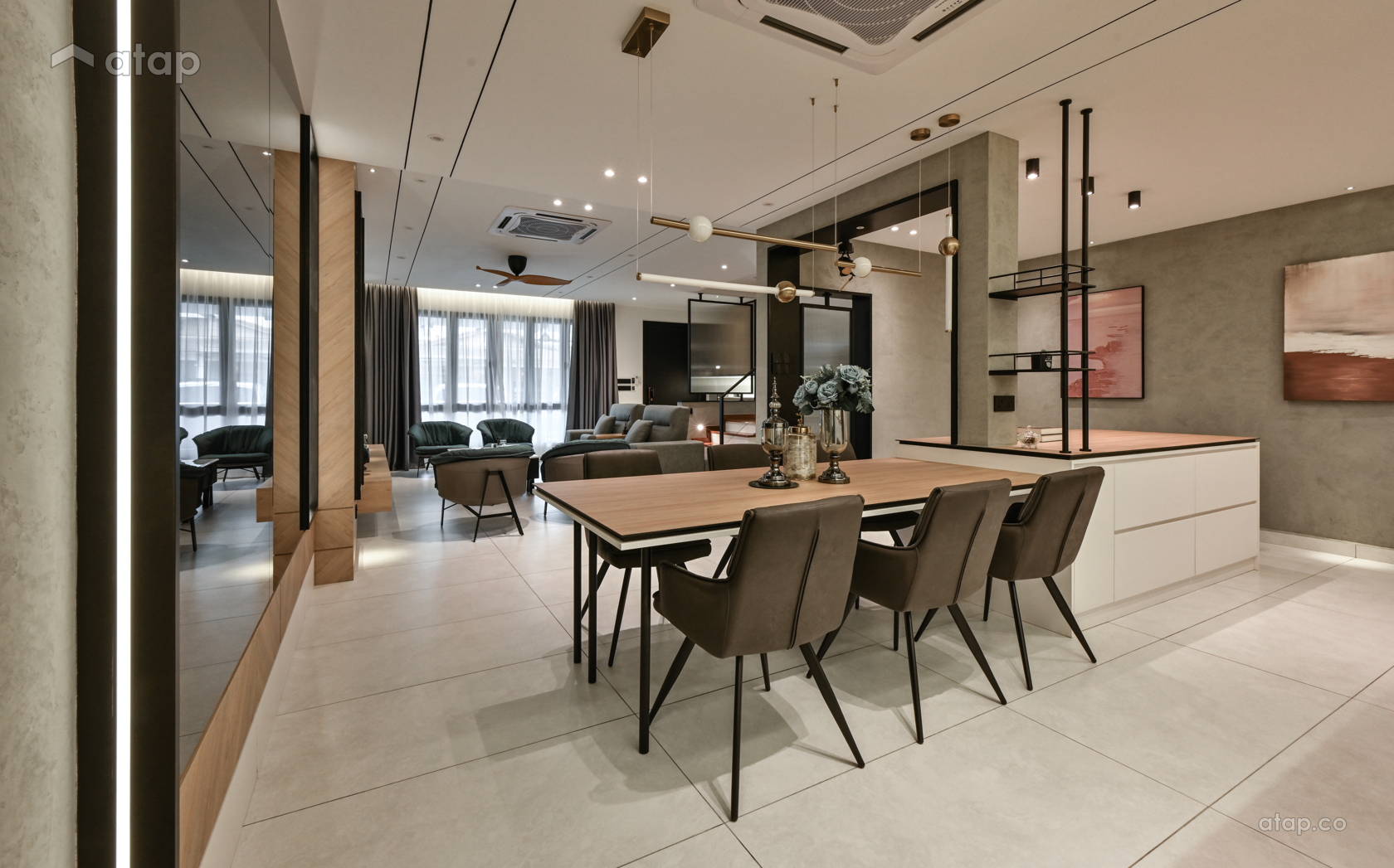 Contemporary Minimalistic Dining Room Kitchen terrace design ideas