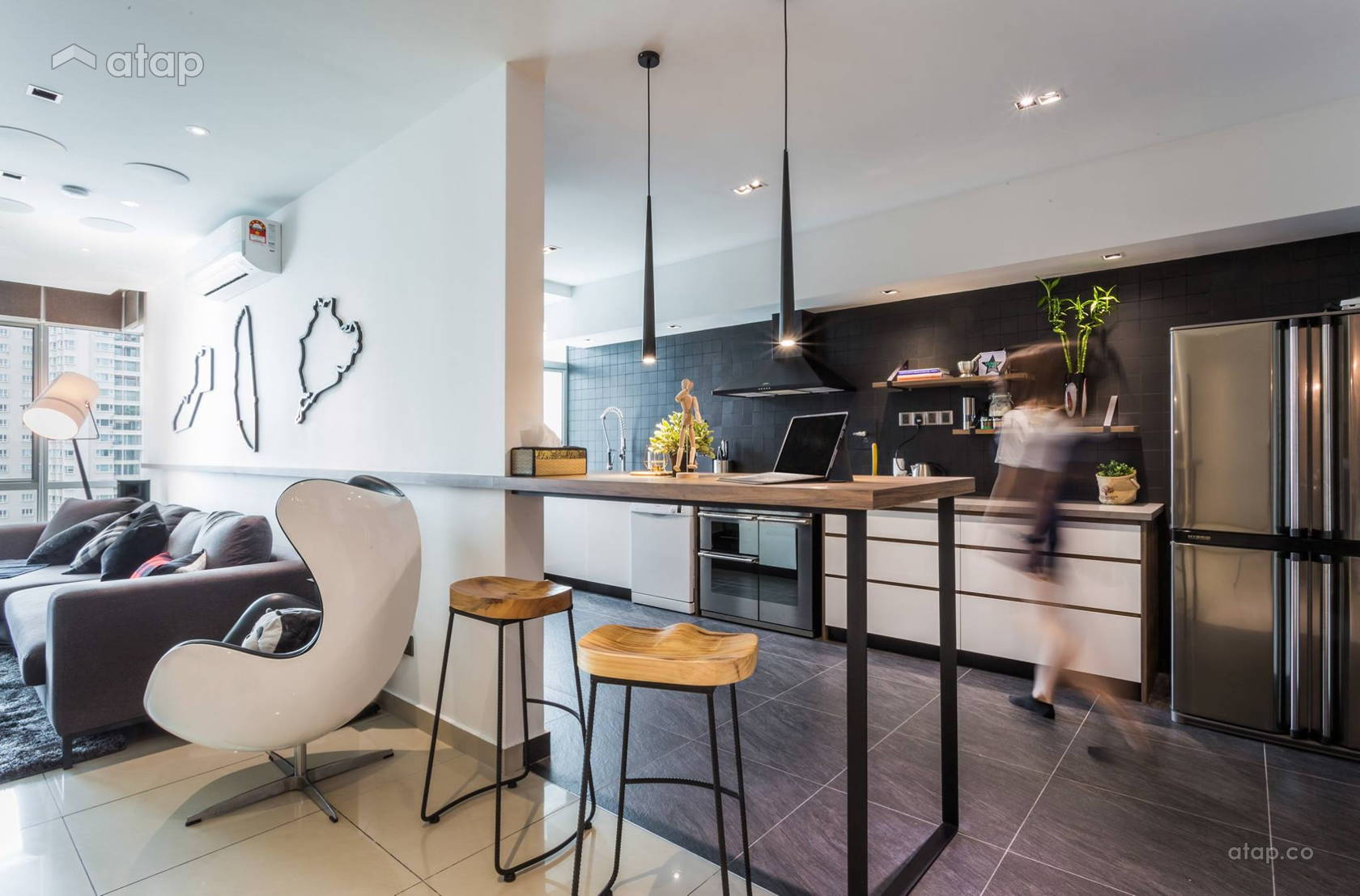 Modern Kitchen Living Room condominium design ideas & photos Malaysia