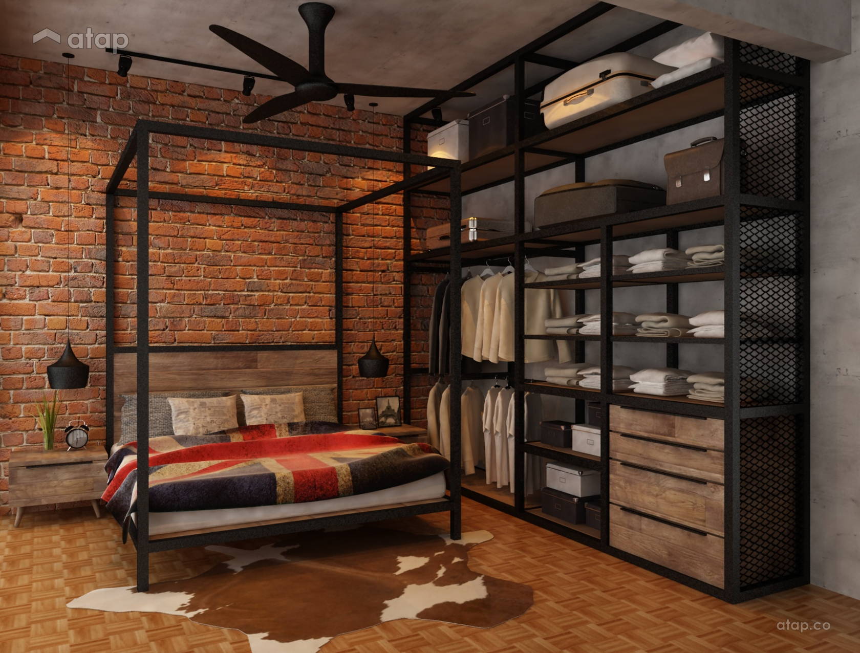 Industrial Rustic Bedroom semidetached design ideas & photos Malaysia