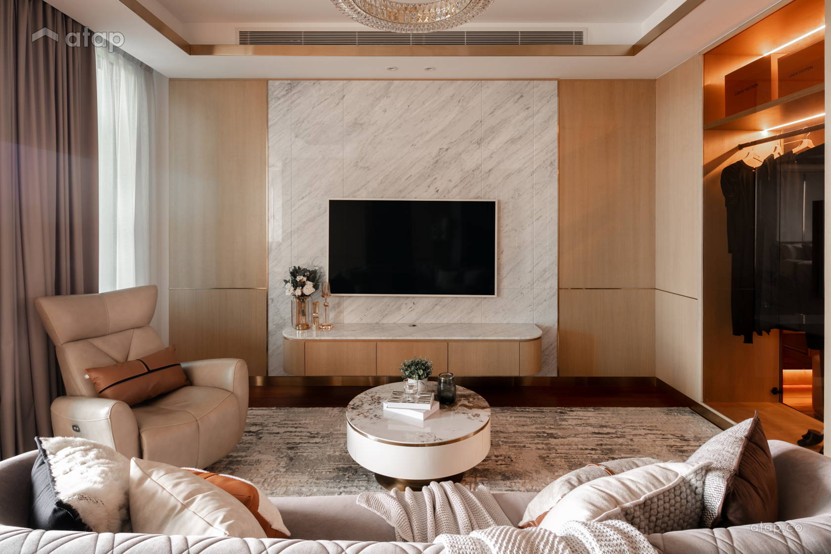 Contemporary Bedroom Living Room townhouse design ideas & photos