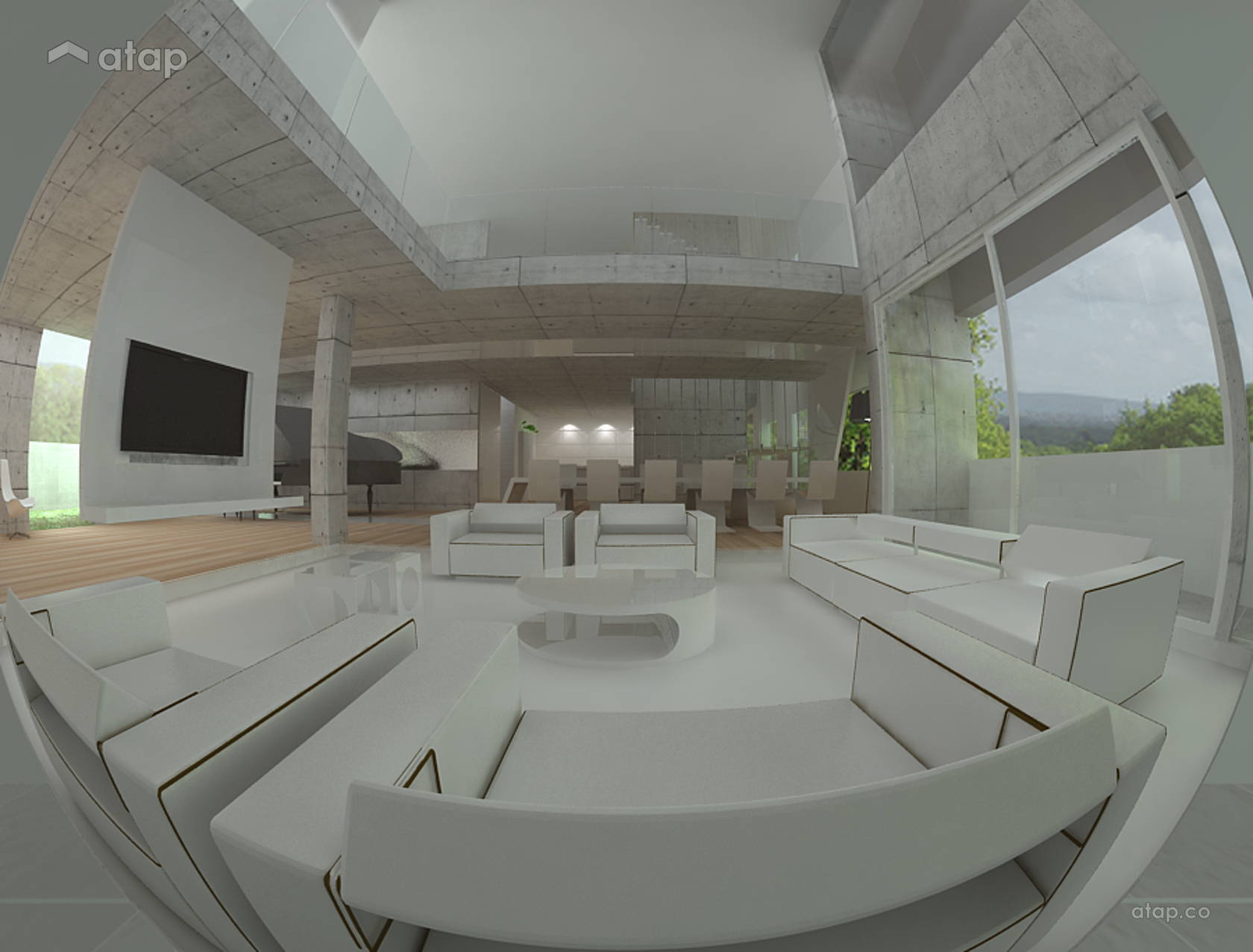 Modern Dining Room Living Room bungalow design ideas & photos Malaysia ...