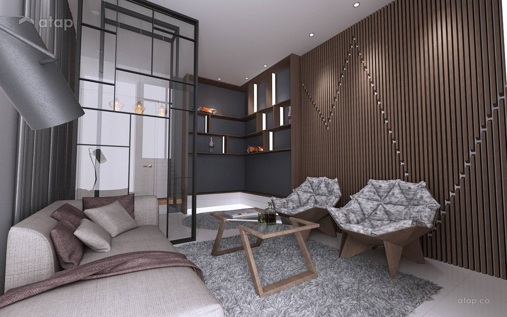 Contemporary Minimalistic Foyer Living Room Terrace Design Ideas