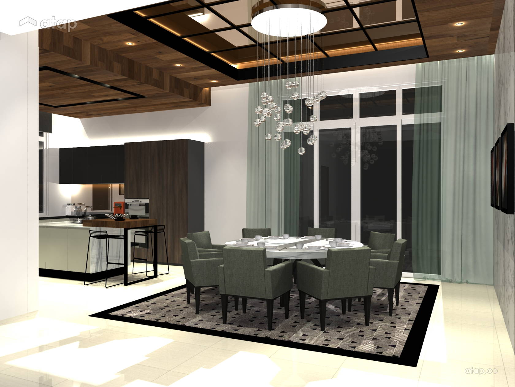 Contemporary Modern Dining Room Kitchen bungalow design ideas & photos ...