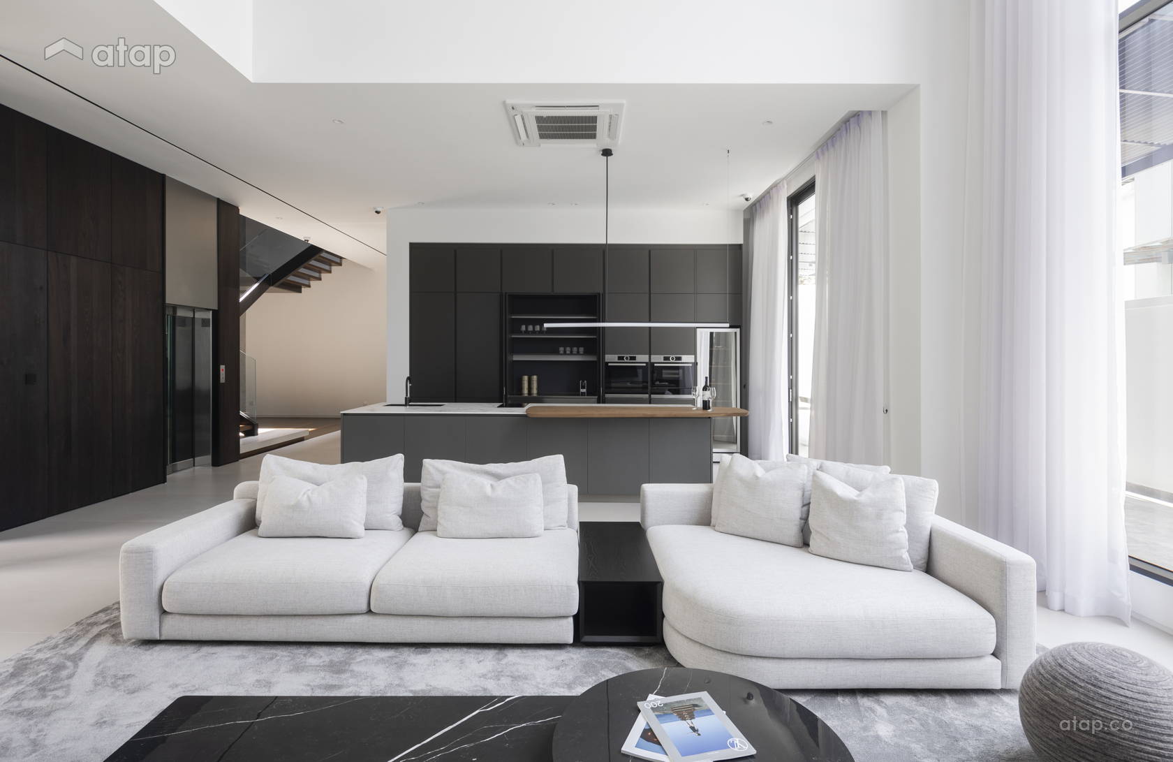 Contemporary Minimalistic Kitchen Living Room bungalow design ideas ...