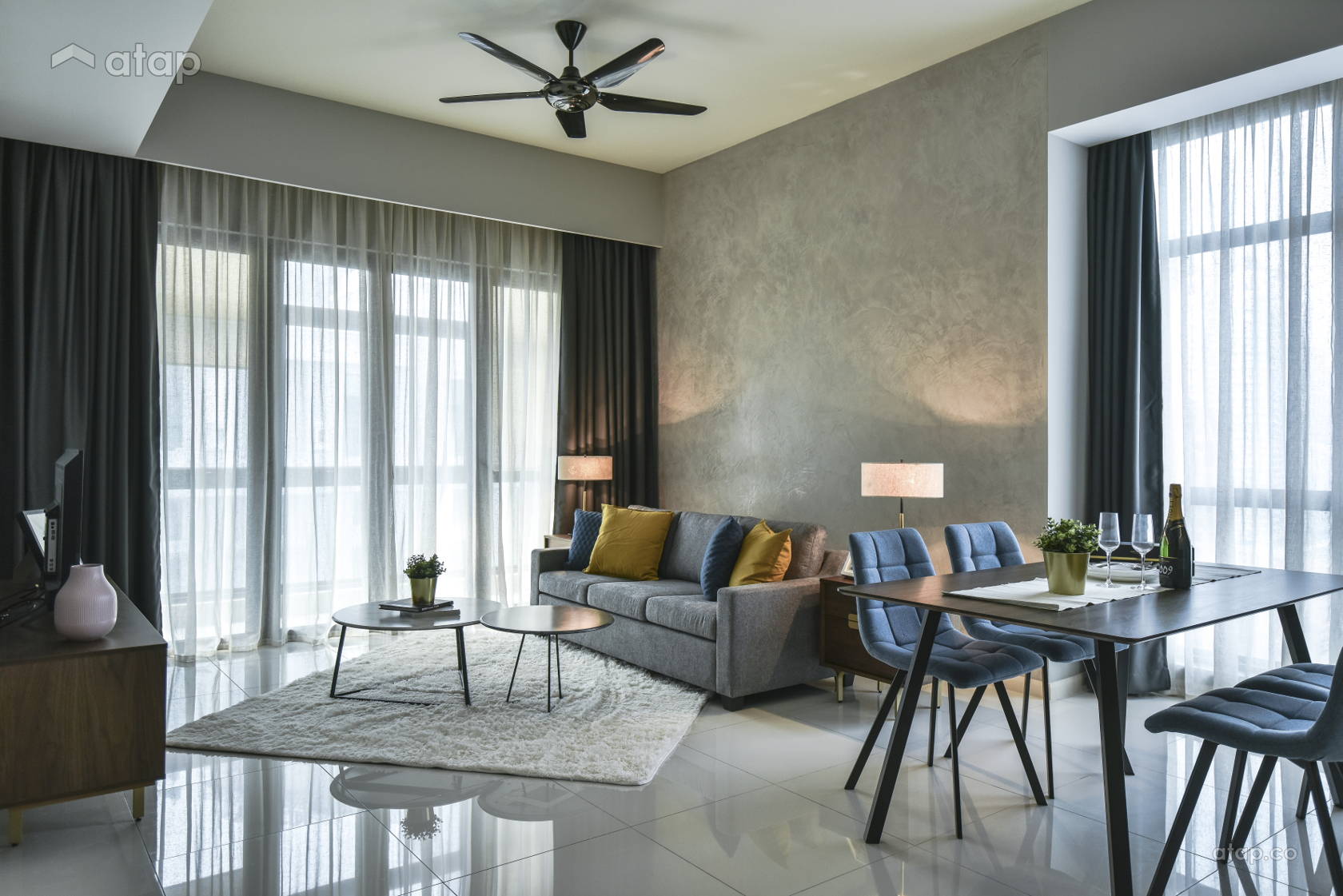 Image showcasing Contemporary Minimalistic Dining Room Living Room condominium design ...