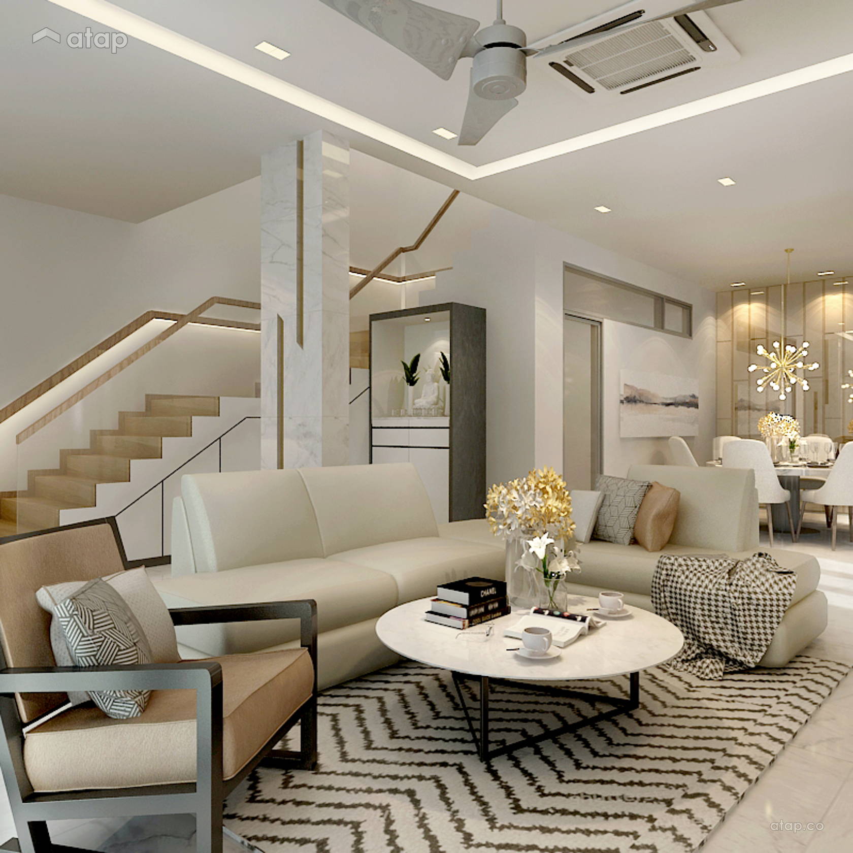 Modern Living Room semidetached design ideas & photos Malaysia Atap.co