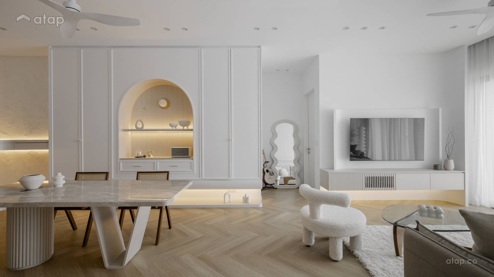 Classic Modern Dining Room Living Room condominium design ideas