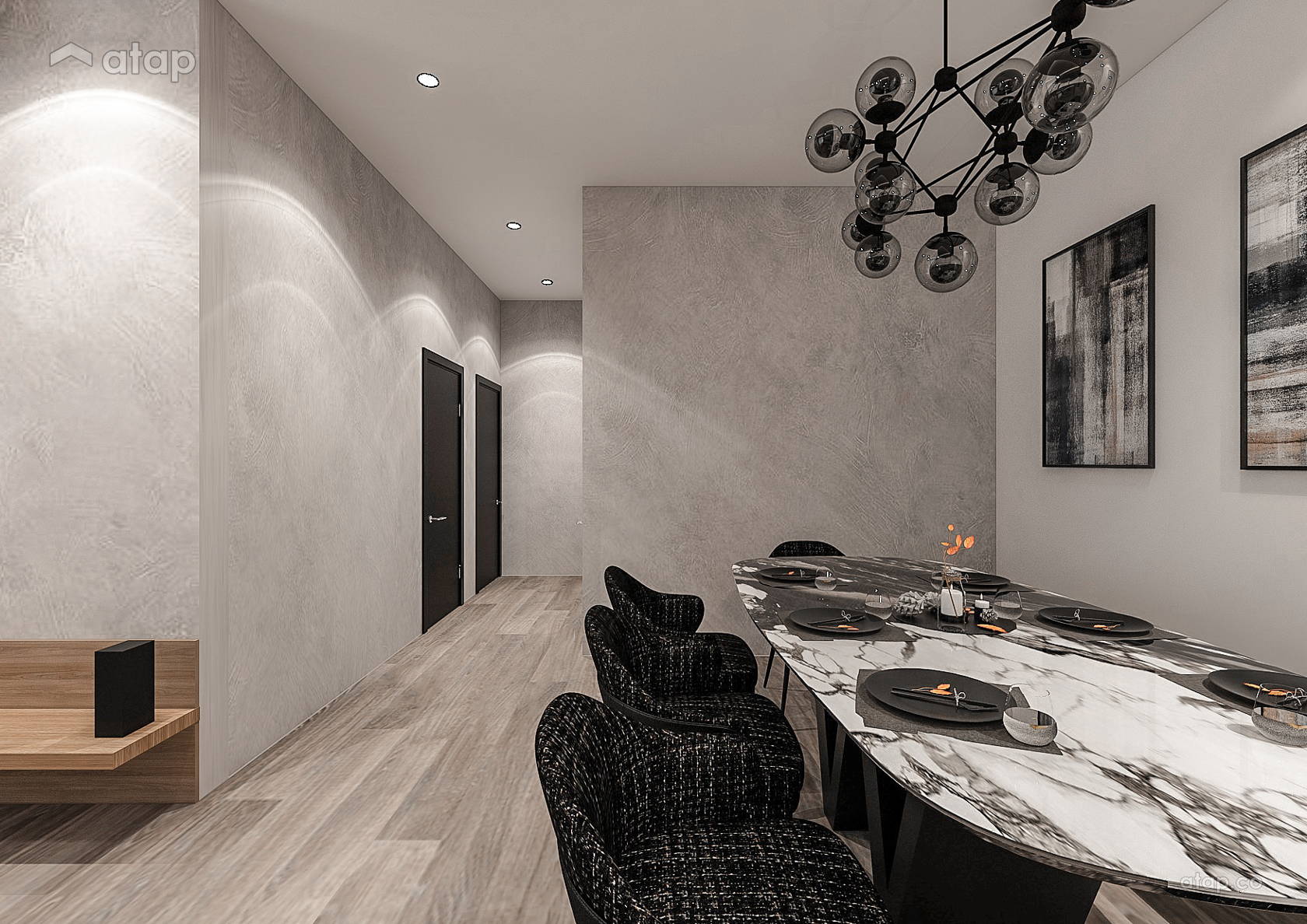 Contemporary Minimalistic Dining Room apartment design ideas & photos ...