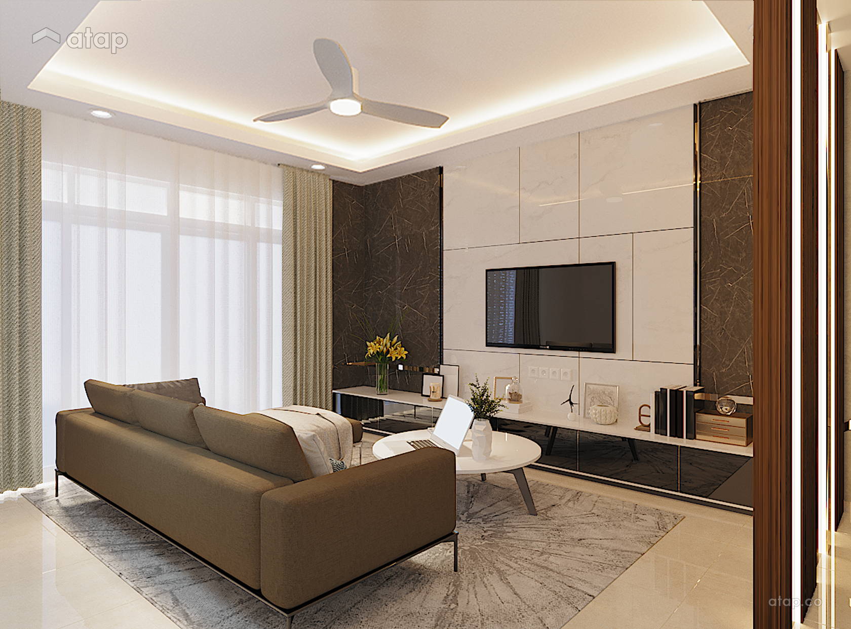 Modern Living Room terrace design ideas & photos Malaysia | Atap.co