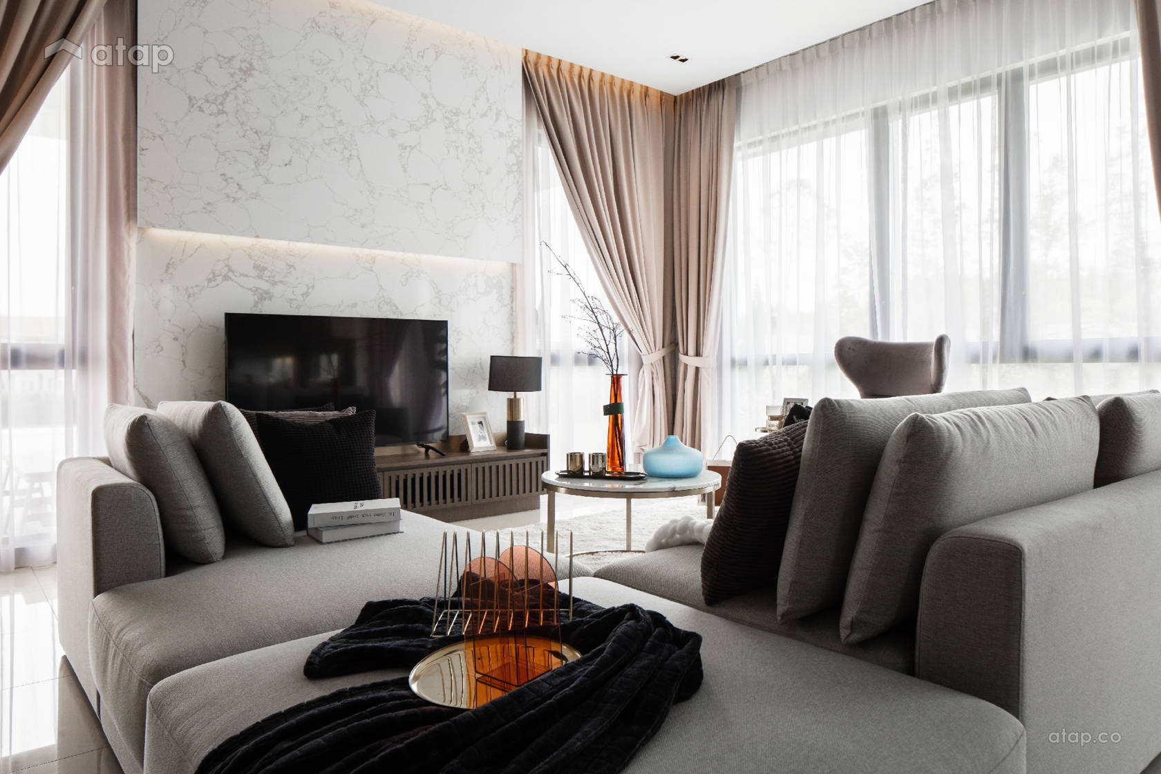 Contemporary Zen Living Room terrace design ideas & photos Malaysia