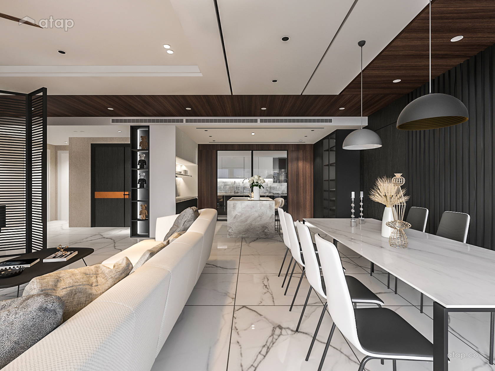 Contemporary Dining Room Living Room condominium design ideas & photos